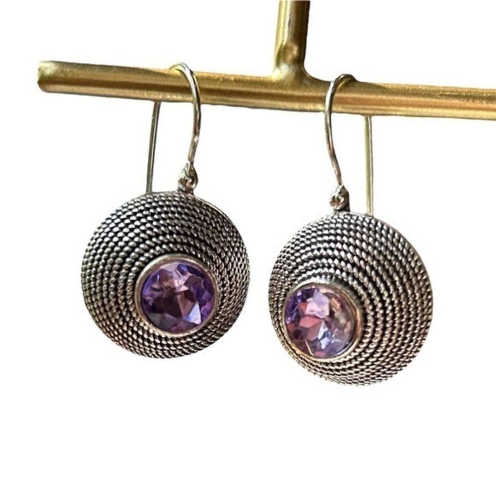 New Statement Purple Stone Silver Earrings